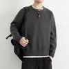 Estilo Old Money Americano Tejido de Punto Patchwork Falso Dos Piezas Cuello Henley para Hombre Holgado Casual Versátil Ropa de Lana