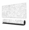 Alfombrilla de ratón abstracta de moda, alfombrilla de escritorio extragrande para juegos, líneas de contorno en blanco y negro, alfombrilla para teclado de computadora, personalizada con borde antideslizante