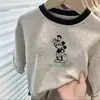 Estilo Coreano 2025 Nuevo Lindo Versátil Terciopelo Alemán Camiseta de Manga Larga para Niños y Niñas Combinación de Colores Ropa Base para Bebés