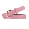 Cinturón Fino Multicolor Infantil Simple y Versátil, Nuevo Estilo Fresco y Dulce Decoración para Vestido con Hebilla Ovalada Cinturón de Piel Sintética en Stock