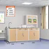 Gabinete Médico Occidental con Lavabo, Mesa Dispensadora y Gabinete para Medicamentos con Acabado de Madera Impresa por Transferencia para Clínicas y Consultorios Médicos Escolares