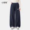 Pantalones para Niña Xiao Feite 2026 Nuevo Estilo Otoño/Invierno Rectos Casuales con Felpa Pantalones de Chándal Moda para Niños Grandes Pantalones Largos para Niños