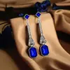 Accesorios de Moda Trendy Transfronterizos, Aretes Brillantes de Lujo Tachonados con Diamantes para Sociales, Aretes Largos de Lujo Ligero de Gama Alta