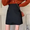 Foto real de la nueva minifalda sexy negra irregular de cintura alta elegante de otoño e invierno, ajustada, para chica hot