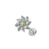 Pendientes de Aleación de Titanio F136 con Diseño de Flor de Circonita, Tachuelas para Labio, Tachuelas para Hélice de Oreja, Joyería para Piercing Corporal de Titanio G23 con Rosca Interna