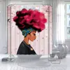 Cortina de Ducha Serie Cabeza de Mujer Morada, Múltiples Diseños Florales, Juego de Tres Piezas para Baño Impreso Digitalmente, Juego de Cuatro Piezas, Gran Cantidad, Excelente Precio