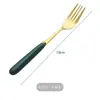Al por mayor personalizado Creativo Escandinavo Cerámica Acero Inoxidable Cuchillo y Tenedor Cuchara de Café Verde Oscuro Tenedor de Frutas Tenedor y Cuchillo para Bistec Cuchara
