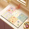 Tapete de ralo de cozinha com padrão patchwork estilo fresco mais vendido, absorvente e de secagem rápida, tapete isolante térmico para restaurante, porta-copos para máquina de café, em estoque