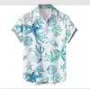 Exportação Transfronteiriça Camisas Havaianas Masculinas Moda Estampa 3D Impressão Digital Manga Curta Tops Atacado Estilo Tropical