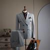 Traje de hombre Traje de alta gama cruzado a rayas informal para novio Vestido de boda Traje de negocios entallado Traje de hombre