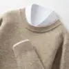Suéter de Punto Grueso con Cuello Redondo para Hombre Otoño e Invierno Lujo Ligero Negocios Cuello Redondo Suéter de Cachemir para Hombre Suéter Básico para Hombre