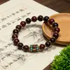 Pulsera de sándalo con hilo de oro de estilo étnico tibetano, pulsera vintage de estilo chino nuevo, venta al por mayor para zonas escénicas y puestos callejeros, recuerdos turísticos