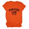 Amazon Ebay Estación Independiente Cómoda Casual Mujer Harvard Law Solo Cuello Redondo Camiseta de Manga Corta al Mayoreo