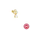 Plata de Ley S925 Diamante Bola de Oro Pequeña Hilo para Perforar Clavo de Oreja Estilo Dulce Japonés y Coreano Pendientes de Cadena con Borla Pendientes para Mujer