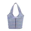 Nueva Bolsa de Tela Estilo Retro a Cuadros Estilo Universitario Coreano, Bolso de Hombro de Gran Capacidad, Bolsa de Compras Ligera, Bolso para Mujer, Bolso de Axila