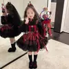 Vestido de Princesa Maligna Pequena para Halloween Fantasia Mágica de Vampiro Cosplay para Meninas Lolita Vestido Lolita Infantil Outono