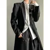 Casaco Longo Estilo Yamamoto para Homens e Mulheres Primavera e Outono 2025 Unissex Preto de Alta Qualidade com Ombro Reto Tendência de Trench Coat