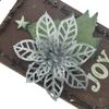 Decoraciones navideñas 13cm polvo dorado simulación flor navideña polvo pegajoso flor hueca guirnalda árbol de Navidad colgante de ratán