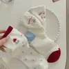 Calcetines Blancos de Gato de Dibujos Animados Lindos para Mujer, Calcetines de Media Pantorrilla, Calcetines Largos de Primavera y Verano, Calcetines Holgados, Calcetines de Algodón Coreanos Modernos sin Costuras