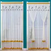 Cortina de Puerta Anti-Mosquitos Sin Taladro, Cortina de Gasa de Tela, Media Cortina de Encaje para Dormitorio, Cortina Divisoria, Cortina de Privacidad, Cortina Colgante para el Hogar para Todas las Estaciones, Producto Nuevo