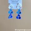 Pendientes de cadena de amor de verano coloridos de dopamina para mujer, diseño de clip para oreja, personalidad, dulce, fresco, temperamento, pendientes largos versátiles