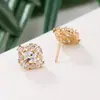 Brincos de flor de gema de ponto cruz moda exagerada joia de agulha de prata S925 temperamento feminino brincos de metal de nicho