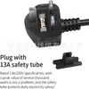 Cabo de extensão de energia de 13A/250V com conector macho IEC320 C14 para conector fêmea padrão britânico BS1363 plugue de três pinos padrão britânico