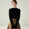 Suéter de peça única 100% cashmere sem costura para mulheres, gola semi-alta, pulôver de tricô slim fit, estilo outono e inverno