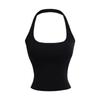 Chica Caliente Americana con Almohadillas para Cubrir los Pechos, Chaleco Sexy de Espalda Descubierta con Cuello Halter para Mujer, Top Corto Adelgazante de Verano
