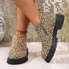 Botas Chelsea de Mujer para Otoño 2025, Talla Grande, Tacón Grueso, Estampado de Leopardo Personalizado, Punta Redonda, Caña Baja, Moda Versátil