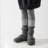 Nuevos Calcetines Holgados para Niñas de Otoño e Invierno Bloques de Color Modernos Cálidos Rodilleras para Pantorrilla Infantiles Color Café Estilo Coreano Calcetines para Pantorrilla