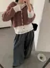 Cárdigan de Punto a Rayas con Bloques de Color Estilo Coreano 2026 Otoño/Invierno Nuevo Retro con Capucha Suelto Estilo Casual Abrigo Suéter para Mujer
