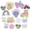 Etiquetas Adhesivas Bordadas por Computadora Serie de Pegatinas de Tela Bordadas de Dibujos Animados Unicornio Pegatinas DIY Pegatinas de Parche Conejo Lazo