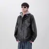 Chaqueta de cuero retro americana para hombre y mujer, primavera y otoño 2025, moderna de corte holgado estilo Maillard, abrigo de pareja para motocicleta