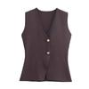 Chaleco de punto con botones, falda, nuevo estilo europeo y americano transfronterizo, top negro para mujer