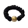 Accesorios para el cabello coreanos al por mayor máscara de perlas de alta gama anillo intestinal cuerda para el cabello de mujer banda de goma gruesa cabeza de bola funda de cuero