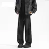 Calça casual estilo americano com lavagem pesada para homens, design cleanfit para primavera e outono, solta e versátil, calça longa com caimento, moderna
