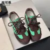 Zapatillas de entrenamiento alemanas para mujer, de cuero genuino, suela plana, con bloques de color, que cuentan con una suela cómoda y suave, y un diseño casual y versátil, perfectas para el otoño de 2026