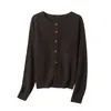 26 Principios de Otoño [100% Lana] Chaqueta cárdigan tejida de cuello redondo estilo francés para mujer 32018