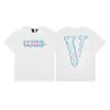 Camiseta de Verano Clásica de Manga Corta para Hombre Vlone Fog Mosaico Estampado Reflectante Marca de Moda V Grande Ajuste Holgado