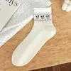 Calcetines de encaje de cachorrito para mujer, de media pantorrilla, malla fina de verano, calados, transpirables, absorbentes de sudor, estilo lindo y juvenil, calcetines cortos de algodón