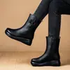 Zapatos de Algodón para Mamá de Comercio Exterior Otoño e Invierno Forrados de Felpa Zapatos de Algodón y Cuero para Mediana Edad y Mayores Suela Suave Suela Gruesa Botas de Tacón Medio Botas de Algodón para Mujer hasta la Pantorrilla