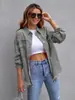 Chaqueta de Mezclilla Nueva Europea y Americana Transfronteriza para Mujer Color Sólido Chaqueta Holgada Camisa de Mezclilla Larga de Manga Larga para Mujer