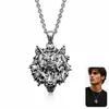 Collar retro de estilo cruzado popular con personalidad, cadena ajustada al cuello con colgante de cabeza de lobo, diseño único de nicho de lujo ligero, accesorios de alta gama para mujeres