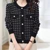 Cárdigan de Punto Estilo Chanel para Otoño e Invierno, Diseño Francés, Cuello Redondo, de Botones, Cárdigan Corto para Mujer, Corte Holgado