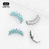 Brincos em Liga de Titânio F136 Formato de Coroa Azuis e Brancos com Zircônia Studs para Lábio com Rosca Interna Studs para Língua Joias para Piercing Brincos