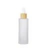 Frasco Conta-gotas de Vidro Fosco 20ml com Tampa de Madeira, Frasco Dispenser de Óleo Essencial Fosco de Ombro Plano, Frasco Vazio