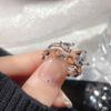 Anillo de alta calidad con cadena que gotea aceite, apilado, con circonita mariposa fría, anillo abierto, índice de personalidad femenina