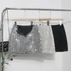 Tiro Real Falda de Lentejuelas Falda Mujer Chica Picante Americana Forma A Pequeña Plata Brillante Brillante Falda Anti-deslizamiento 8258