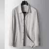 Jaqueta Masculina 2026 Primavera/Verão Gola Reversível Tricô Lã Camada Única Top Luxo Leve Estilo Old Money Negócios Casaco Fino Tendência